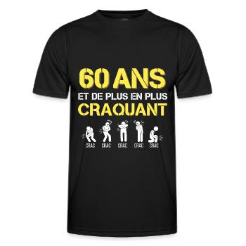 Cadeau Homme Humour Anniversaire 60 ans - T-shirt sport Homme - noir - Devant - AI Model Male 178 dark (178cm)