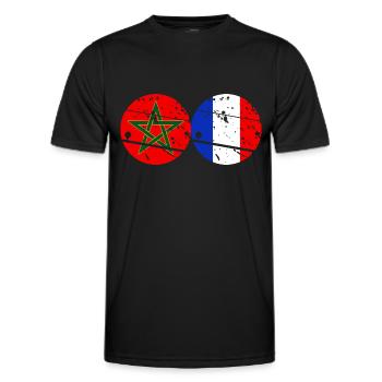 Marokko Frankreich Flagge von Frankreich Marokko - Männer Funktions-T-Shirt - Schwarz - Vorne - AI Model Male 178 dark (178cm)