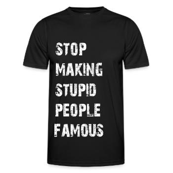 Arrêtez de rendre les gens stupides célèbres - T-shirt sport Homme - noir - Devant - AI Model Male 178 dark (178cm)