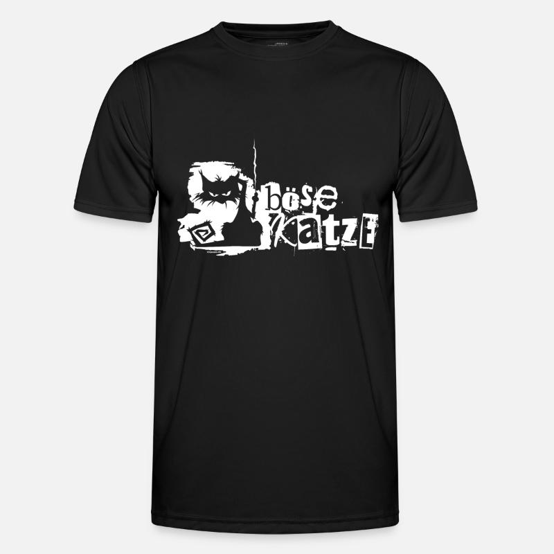 Böse Katze - Männer Funktions-T-Shirt - Schwarz