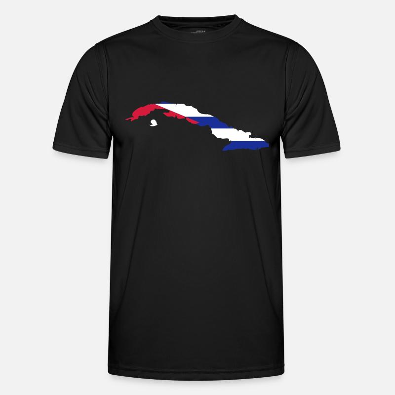 Cuba Shape Flag - Männer Funktions-T-Shirt - Schwarz