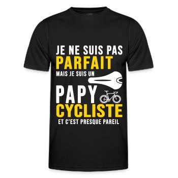 papy cycliste humour vélo velo vélos velos - T-shirt sport Homme - noir - Devant - AI Model Male 178 dark (178cm)
