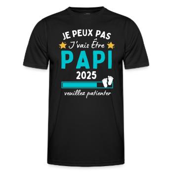 Je peux pas j'vais être Papi 2025 Futur Grand-père - T-shirt sport Homme - noir - Devant - AI Model Male 178 dark (178cm)