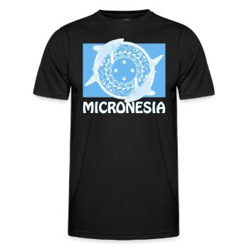 Drapeau de la Micronésie et requins d’eau profonde à pointe blanche - T-shirt sport Homme - noir - Devant - AI Model Male 178 dark (178cm)