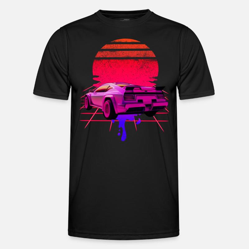 Retro Wave Supercar Sunset Men's Functional T-Shirt