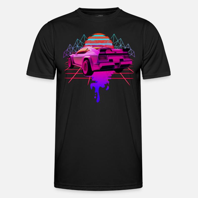 Retro Wave Racing Supercar - Men's Functional T-Shirt - black