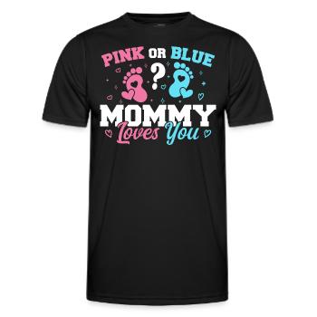 Pink Or Blue Mommy Loves You - Gender reveal Mommy - T-shirt sport Homme - noir - Devant - AI Model Male 178 dark (178cm)