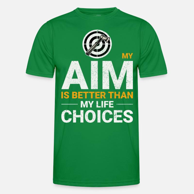 Lancer de hache Aim vs Choix de vie Lanceur de hache Drôle T-shirt sport Homme