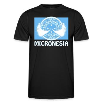 Drapeau de la Micronésie et des raies manta - T-shirt sport Homme - noir - Devant - AI Model Male 178 dark (178cm)