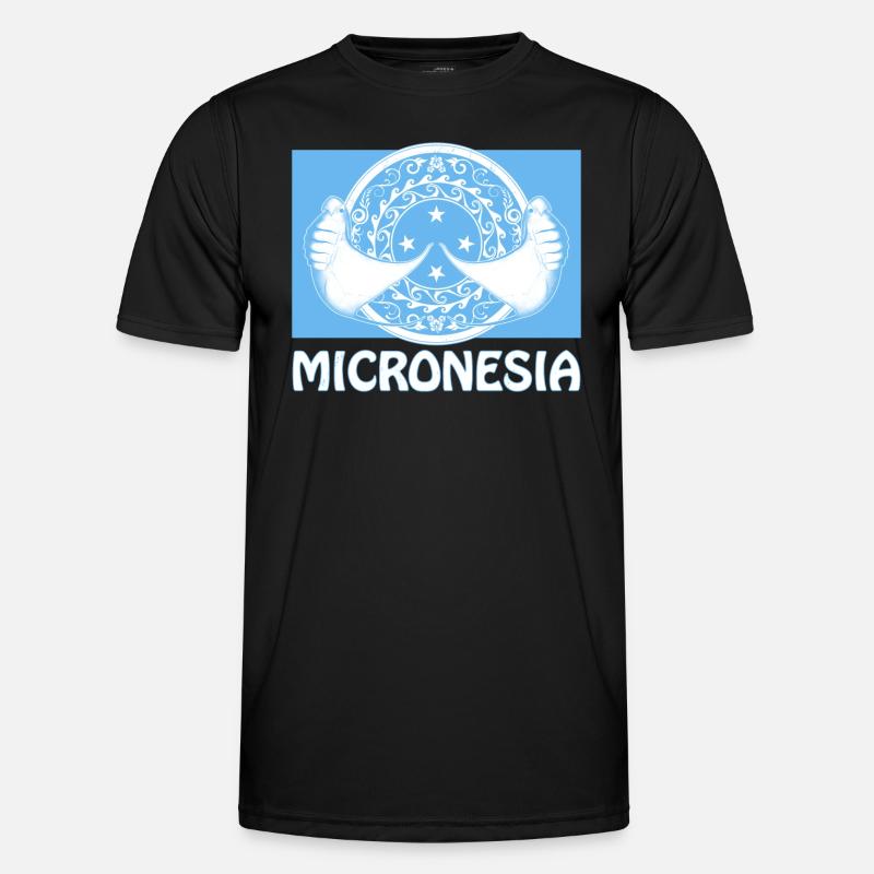 Flagge Mikronesiens und Mantarochen Männer Funktions-T-Shirt