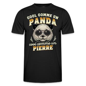 Cool Comme Un Panda, Cool Comme Un Pierre - T-shirt sport Homme - noir - Devant - AI Model Male 178 dark (178cm)