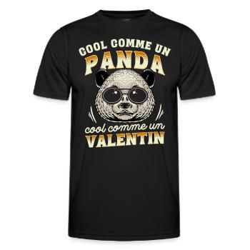 Cool Comme Un Panda, Cool Comme Un Valentin - T-shirt sport Homme - noir - Devant - AI Model Male 178 dark (178cm)