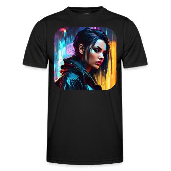 Cooles Goth Cyberpunk Girl - Männer Funktions-T-Shirt - Schwarz - Vorne - AI Model Male 178 dark (178cm)