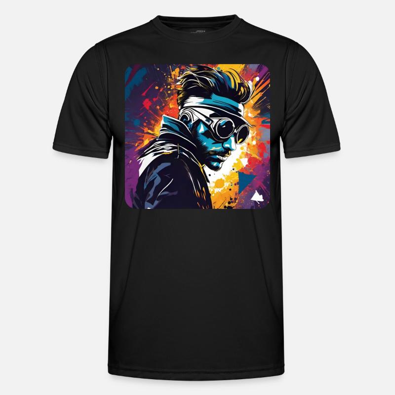 Cooler Steampunk Mann mit Brille - Männer Funktions-T-Shirt - Schwarz