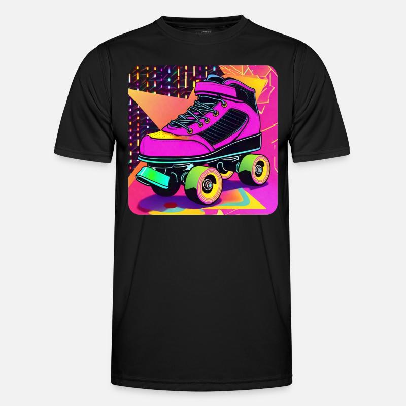 Bunter Disco Rollschuhe im Retro Style Männer Funktions-T-Shirt