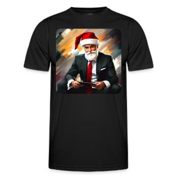 Cooler moderner Weihnachtsmann im Anzug und Tablet - Männer Funktions-T-Shirt - Schwarz - Vorne - AI Model Male 178 dark (178cm)