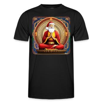 Spiritueller Weihnachtsmann in Buddha Position - Männer Funktions-T-Shirt - Schwarz - Vorne - AI Model Male 178 dark (178cm)