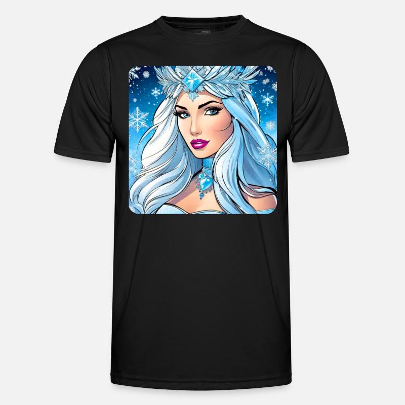 Winter Eiskönigin mit Eiskristallen Männer Funktions-T-Shirt