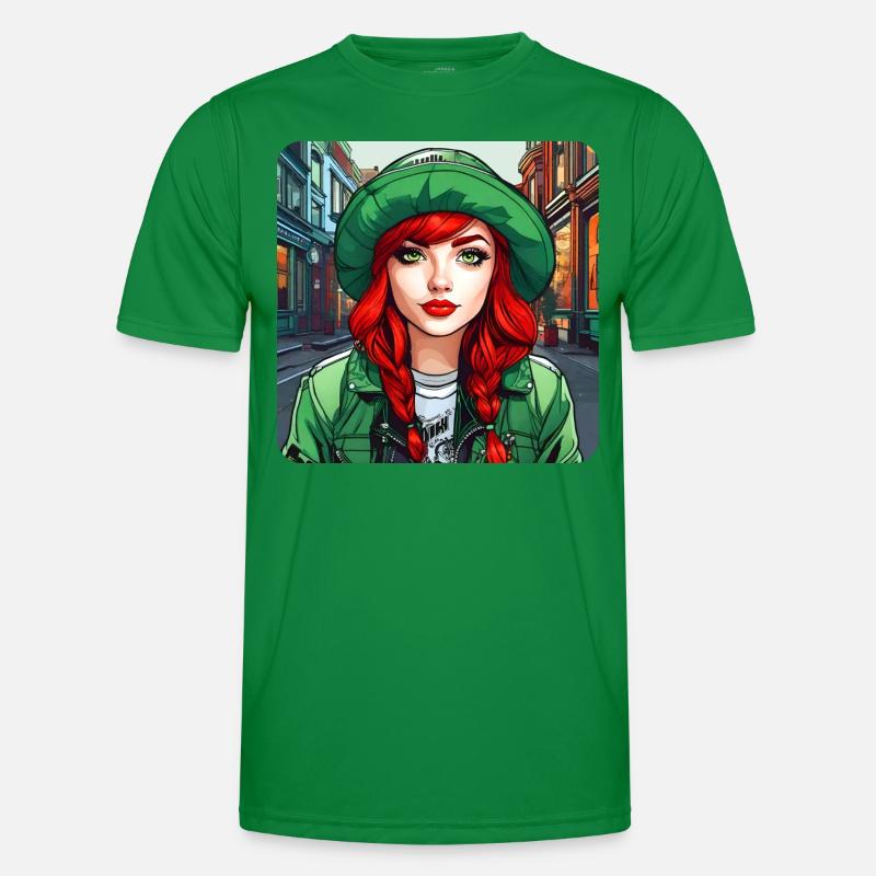 Cooles irisches rothaariges Mädchen Männer Funktions-T-Shirt