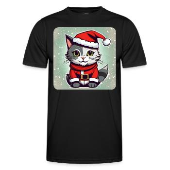 Chat de Noël mignon - T-shirt sport Homme - noir - Devant - AI Model Male 178 dark (178cm)