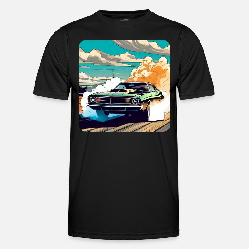 Oldtimer Drift Auto Turbo Rallye mit Rauch Männer Funktions-T-Shirt