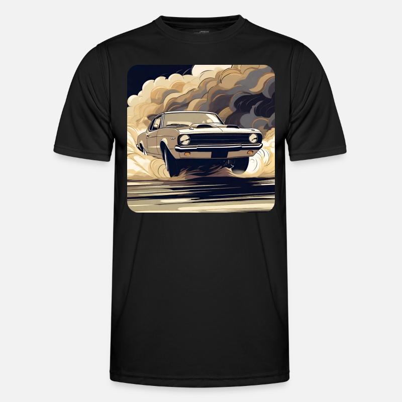 Oldtimer Drift Auto Turbo Rallye mit Rauch Männer Funktions-T-Shirt