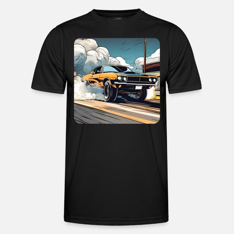 Oldtimer Drift Auto Turbo Rallye mit Rauch Männer Funktions-T-Shirt