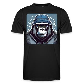 Cool gorilla with winter hat - Men's Functional T-Shirt - black - Front - AI Model Male 178 dark (178cm)