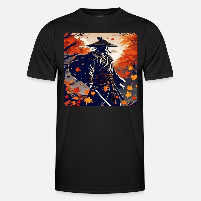 Proud samurai warrior with katana in autumn Men's Functional T-Shirt