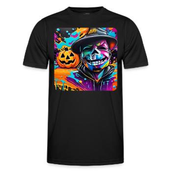 Graffiti Halloween Skull and Pumpkin - Men's Functional T-Shirt - black - Front - AI Model Male 178 dark (178cm)