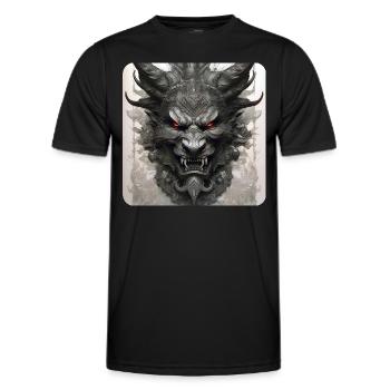 Demon grimace with red glowing eyes - Men's Functional T-Shirt - black - Front - AI Model Male 178 dark (178cm)
