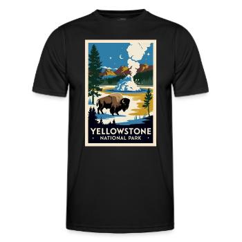 Yellowstone National Park Retro Poster Souvenir - Men's Functional T-Shirt - black - Front - AI Model Male 178 dark (178cm)