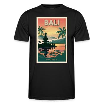 Bali rétro coucher de soleil affiche souvenir vintage - T-shirt sport Homme - noir - Devant - AI Model Male 178 dark (178cm)