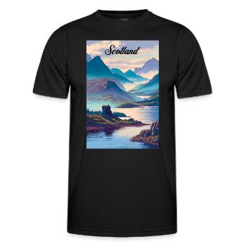 Scotland Highlands Poster Vintage Souvenir - Männer Funktions-T-Shirt - Schwarz - Vorne - AI Model Male 178 dark (178cm)