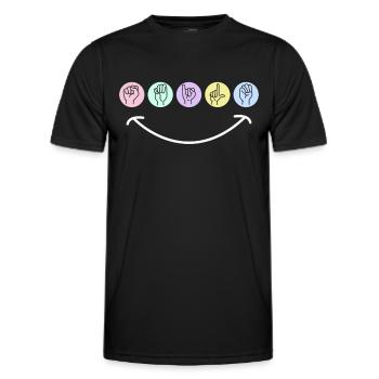 Gebärdensprache Für Gehörlose - Männer Funktions-T-Shirt - Schwarz - Vorne - AI Model Male 178 dark (178cm)