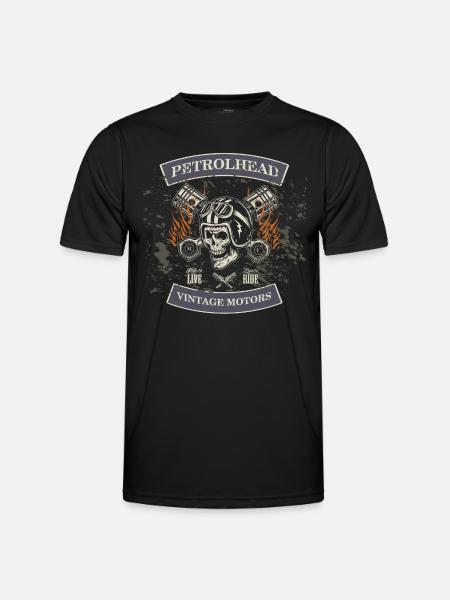 Benzinhoved - Vintage Motorer MC - Funktionsshirt til herrer - sort