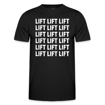 Lift pattern : Fitness weight lifting sport - Men's Functional T-Shirt - black - Front - AI Model Male 178 dark (178cm)