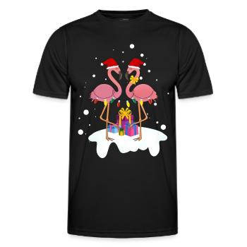 Flamant rose Noël. Cadeau de Noël - T-shirt sport Homme - noir - Devant - AI Model Male 178 dark (178cm)