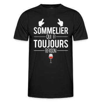 Sommelier qui a toujours raison métier vin humour - T-shirt sport Homme - noir - Devant - AI Model Male 178 dark (178cm)
