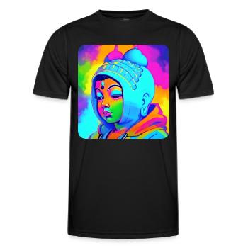 Tête de Bouddha mignonne - T-shirt sport Homme - noir - Devant - AI Model Male 178 dark (178cm)