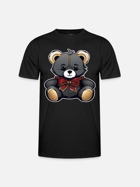 Cute Teddy Bear with Bow - Men's Functional T-Shirt - black
