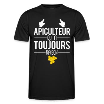 Apiculteur qui a toujours raison abeilles ruches - T-shirt sport Homme - noir - Devant - AI Model Male 178 dark (178cm)
