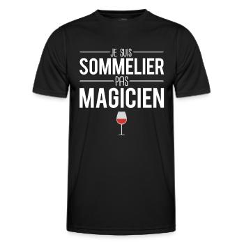 Je suis sommelier pas magicien métier vin humour - T-shirt sport Homme - noir - Devant - AI Model Male 178 dark (178cm)