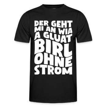 Der geht mi an wia a Gluatbirl ohne Strom - Männer Funktions-T-Shirt - Schwarz - Vorne - AI Model Male 178 dark (178cm)