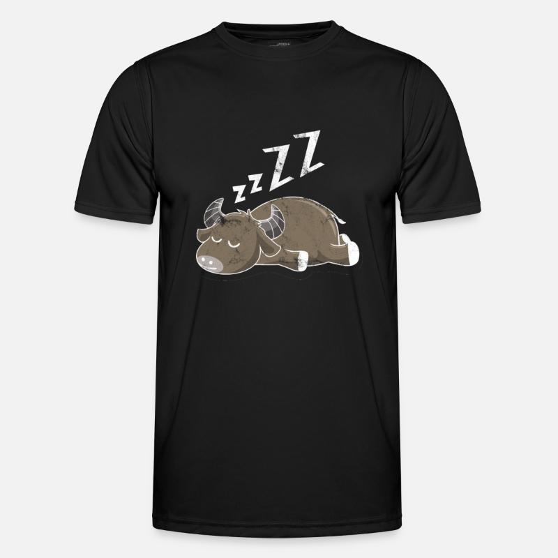Schlafender Büffel - Männer Funktions-T-Shirt - Schwarz