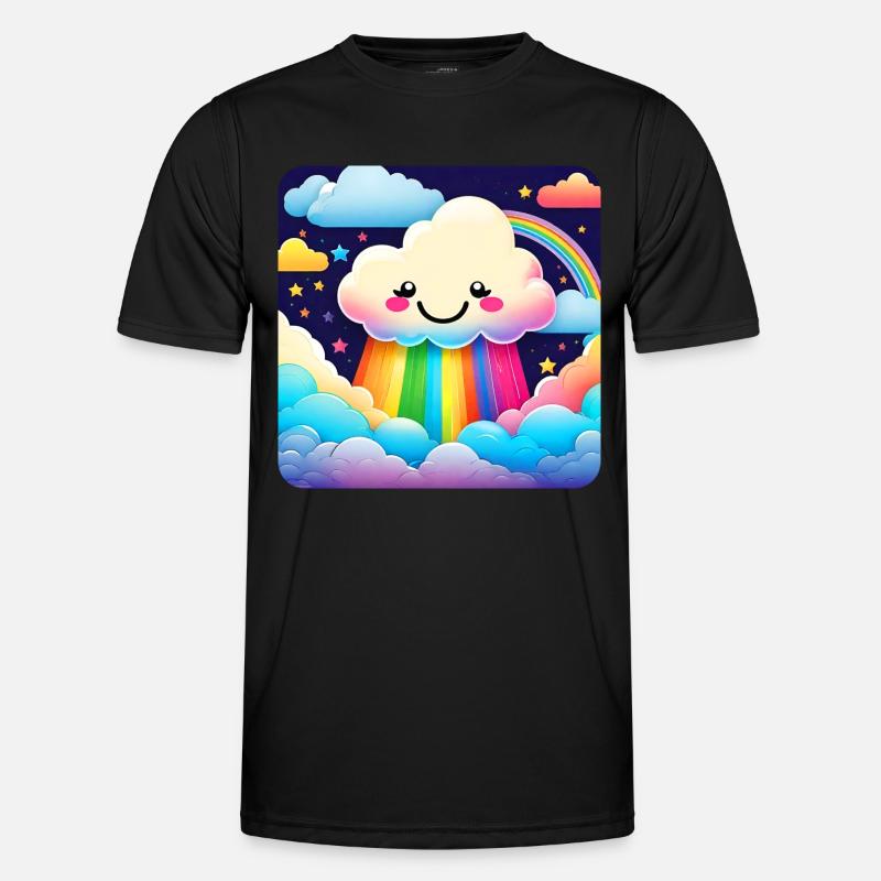 Cute Cloud Raining Rainbow Colors Men's Functional T-Shirt