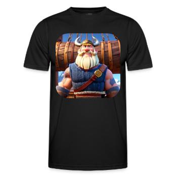 Niedliches Wikinger im Comic Style - Männer Funktions-T-Shirt - Schwarz - Vorne - AI Model Male 178 dark (178cm)