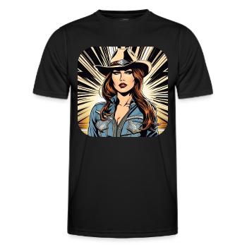 Fille de l’Ouest cool - T-shirt sport Homme - noir - Devant - AI Model Male 178 dark (178cm)