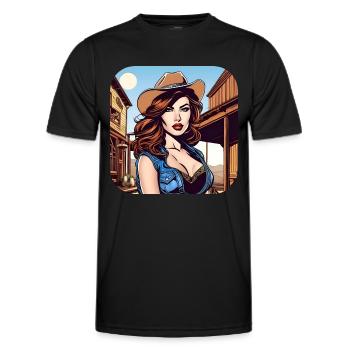 Fille de l’Ouest cool - T-shirt sport Homme - noir - Devant - AI Model Male 178 dark (178cm)