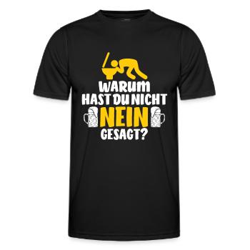 Warum hast du nicht nein gesagt? Saufen Kotzen - Männer Funktions-T-Shirt - Schwarz - Vorne - AI Model Male 178 dark (178cm)